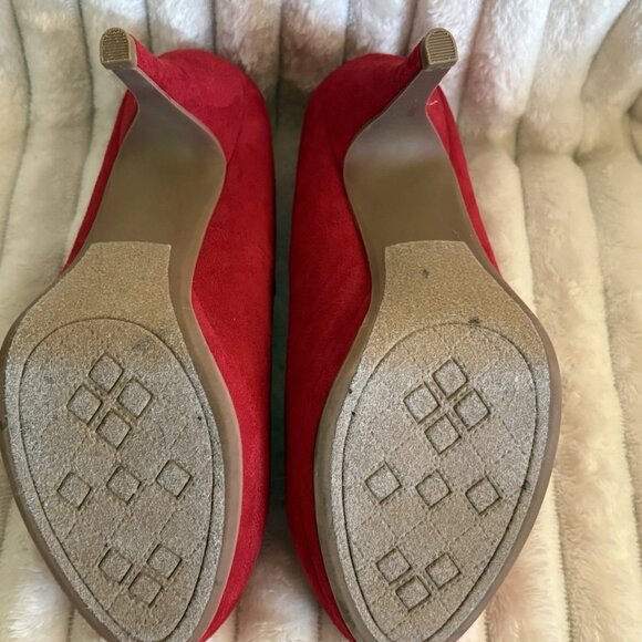 Daily Round Toe Red Dress Pumps 4" High Heels Christmas Party Office Shoes 8.5 - Picture 5 of 6